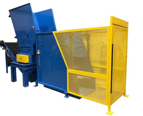 Dual Shaft Shredder Gaylord Box Dumper with Safety Cage